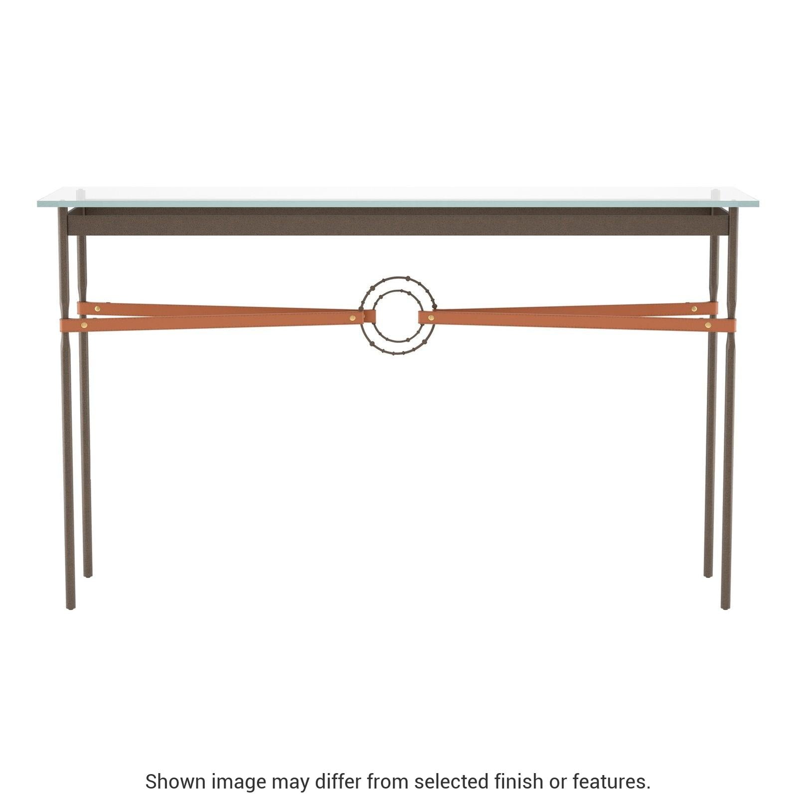 Equus Console Table - Bronze - Leather Chestnut Accent by Hubbardton Forge