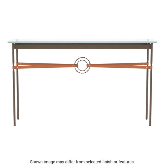 Equus Console Table - Bronze - Leather Chestnut Accent by Hubbardton Forge