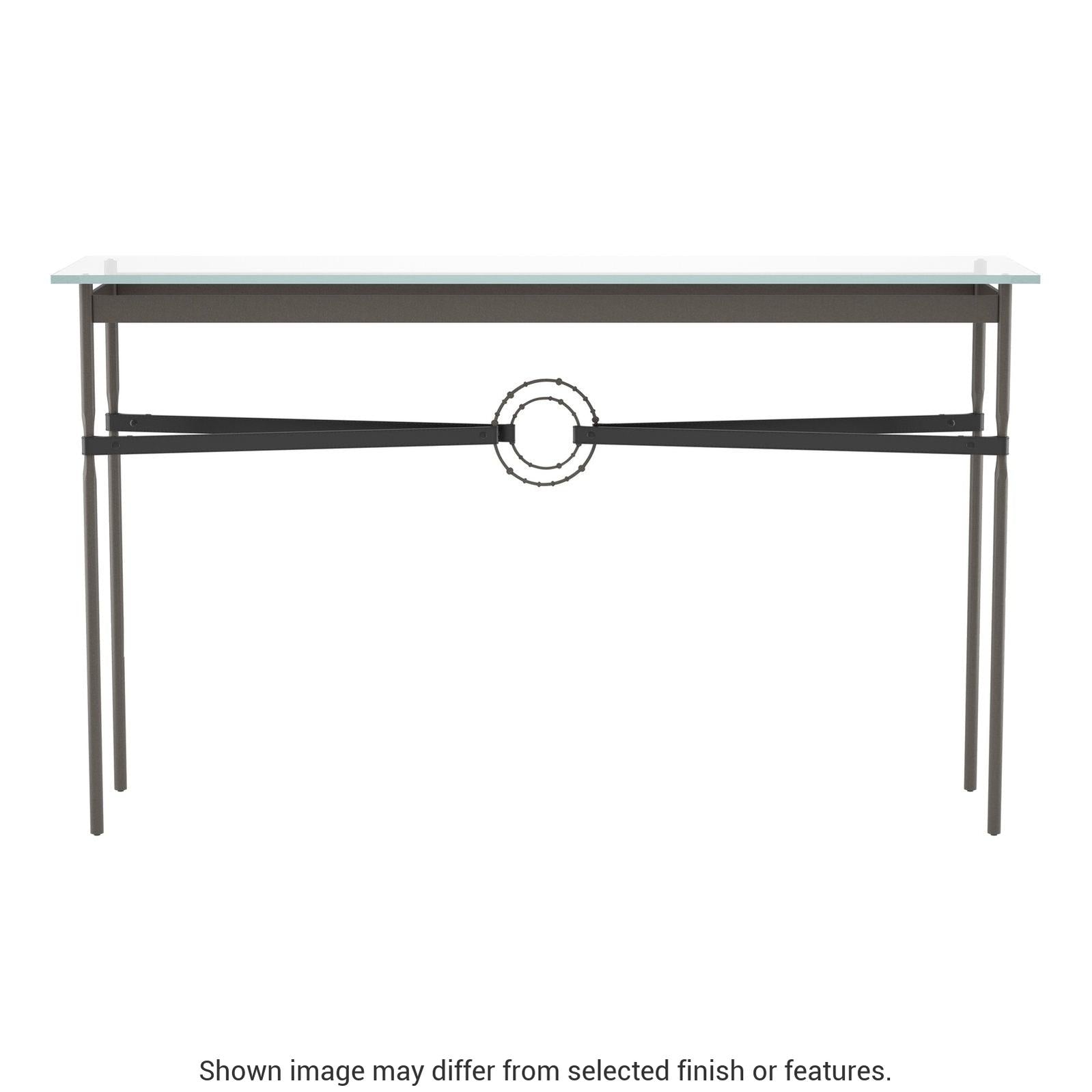 Equus Console Table - Dark Smoke - Leather Black Accent by Hubbardton Forge
