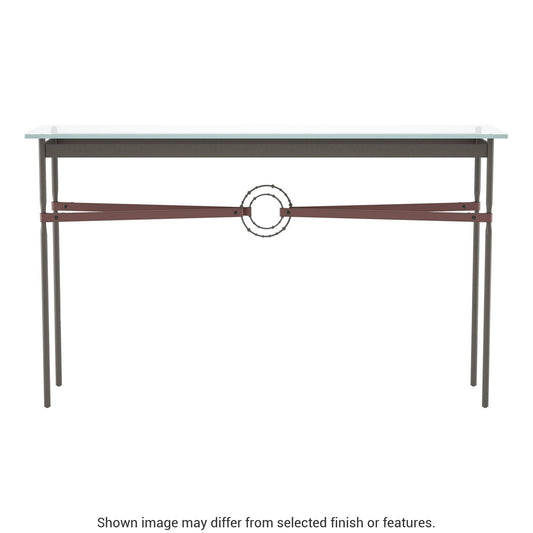 Equus Console Table - Dark Smoke - Leather British Brown Accent by Hubbardton Forge