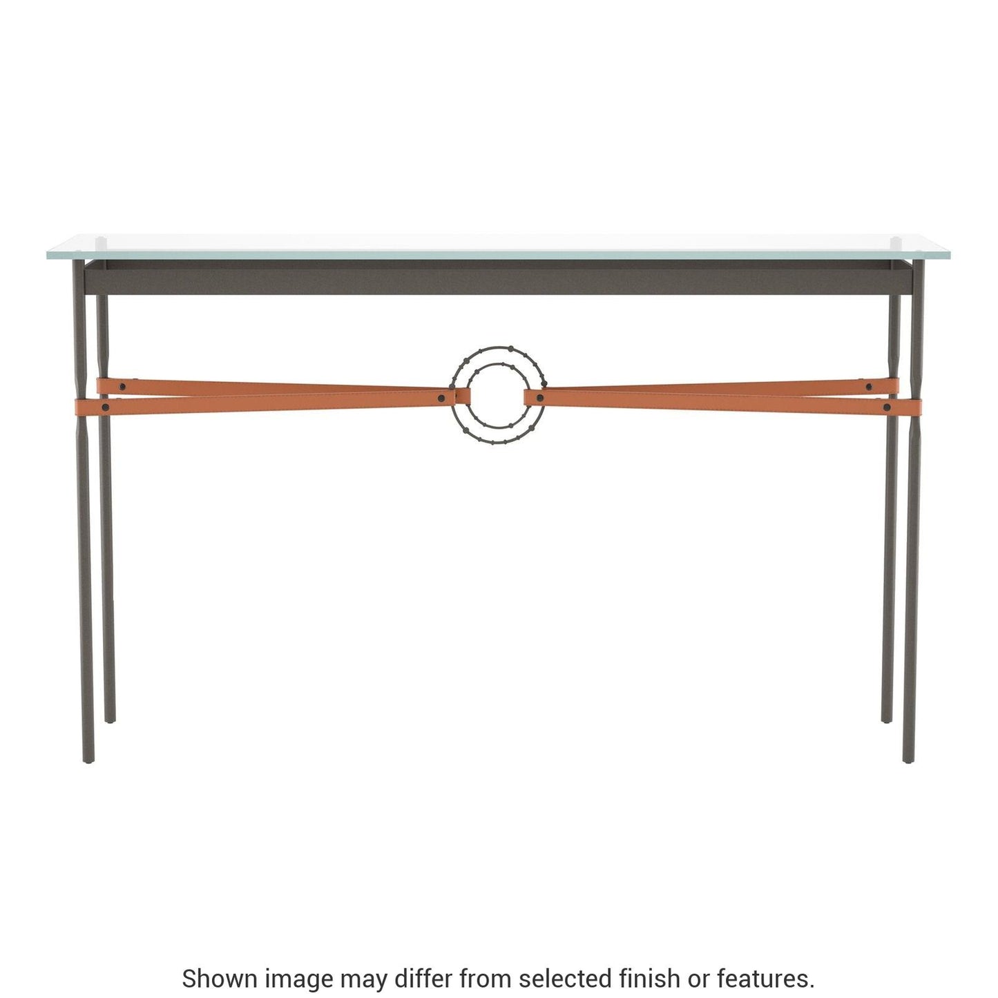 Equus Console Table - Dark Smoke - Leather Chestnut Accent by Hubbardton Forge