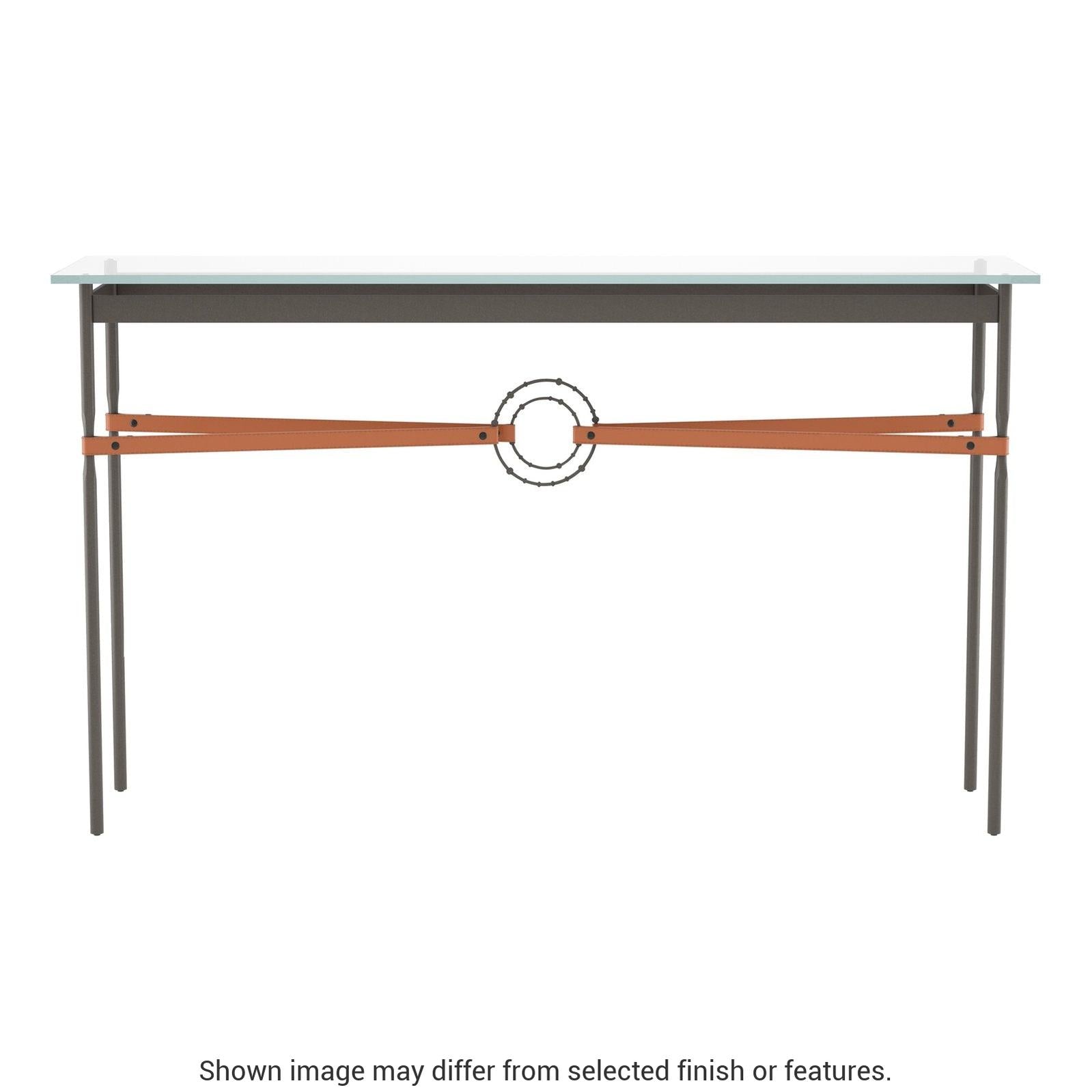 Equus Console Table - Dark Smoke - Leather Chestnut Accent by Hubbardton Forge