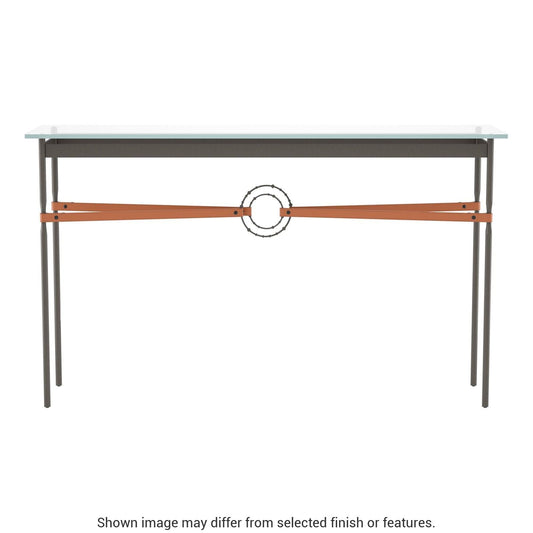 Equus Console Table - Dark Smoke - Leather Chestnut Accent by Hubbardton Forge