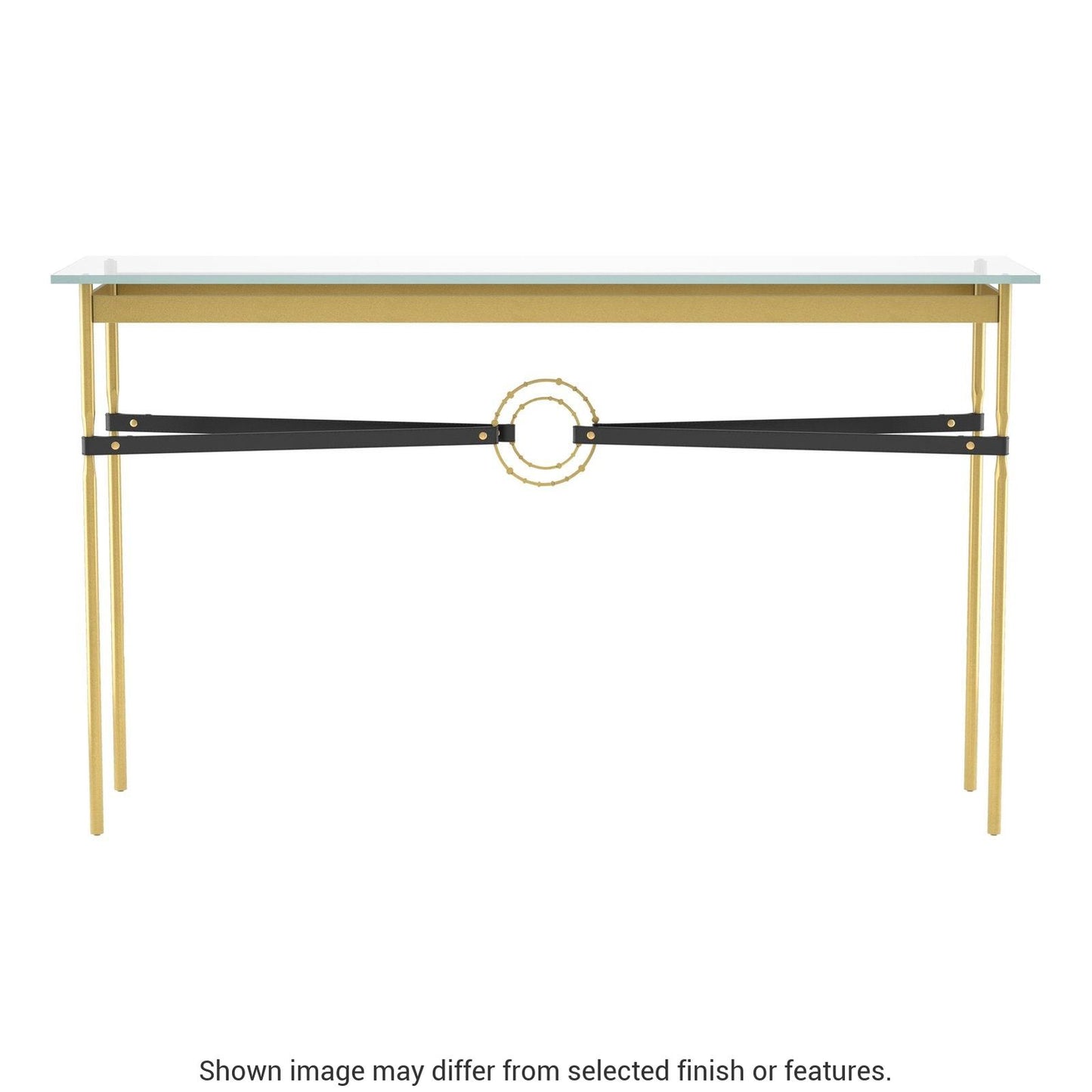 Equus Console Table - Modern Brass - Leather Black Accent by Hubbardton Forge