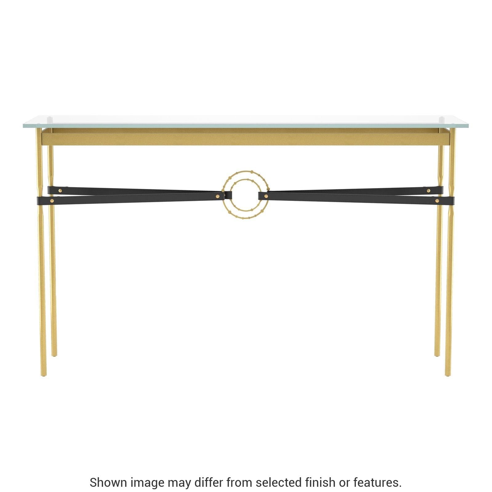 Equus Console Table - Modern Brass - Leather Black Accent by Hubbardton Forge