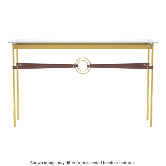 Equus Console Table - Modern Brass - Leather British Brown Accent by Hubbardton Forge