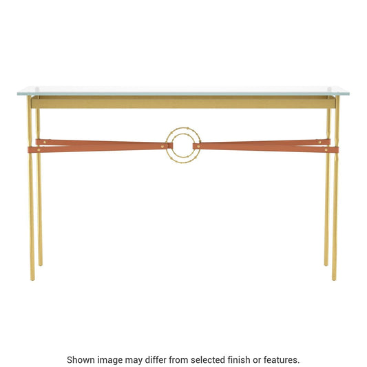 Equus Console Table - Modern Brass - Leather Chestnut Accent by Hubbardton Forge