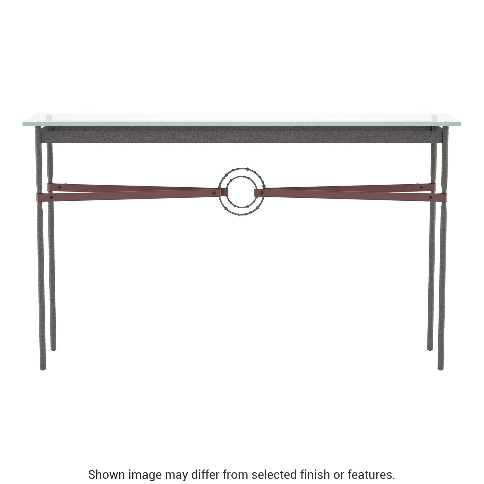 Equus Console Table - Natural Iron - Leather British Brown Accent by Hubbardton Forge