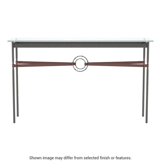 Equus Console Table - Natural Iron - Leather British Brown Accent by Hubbardton Forge
