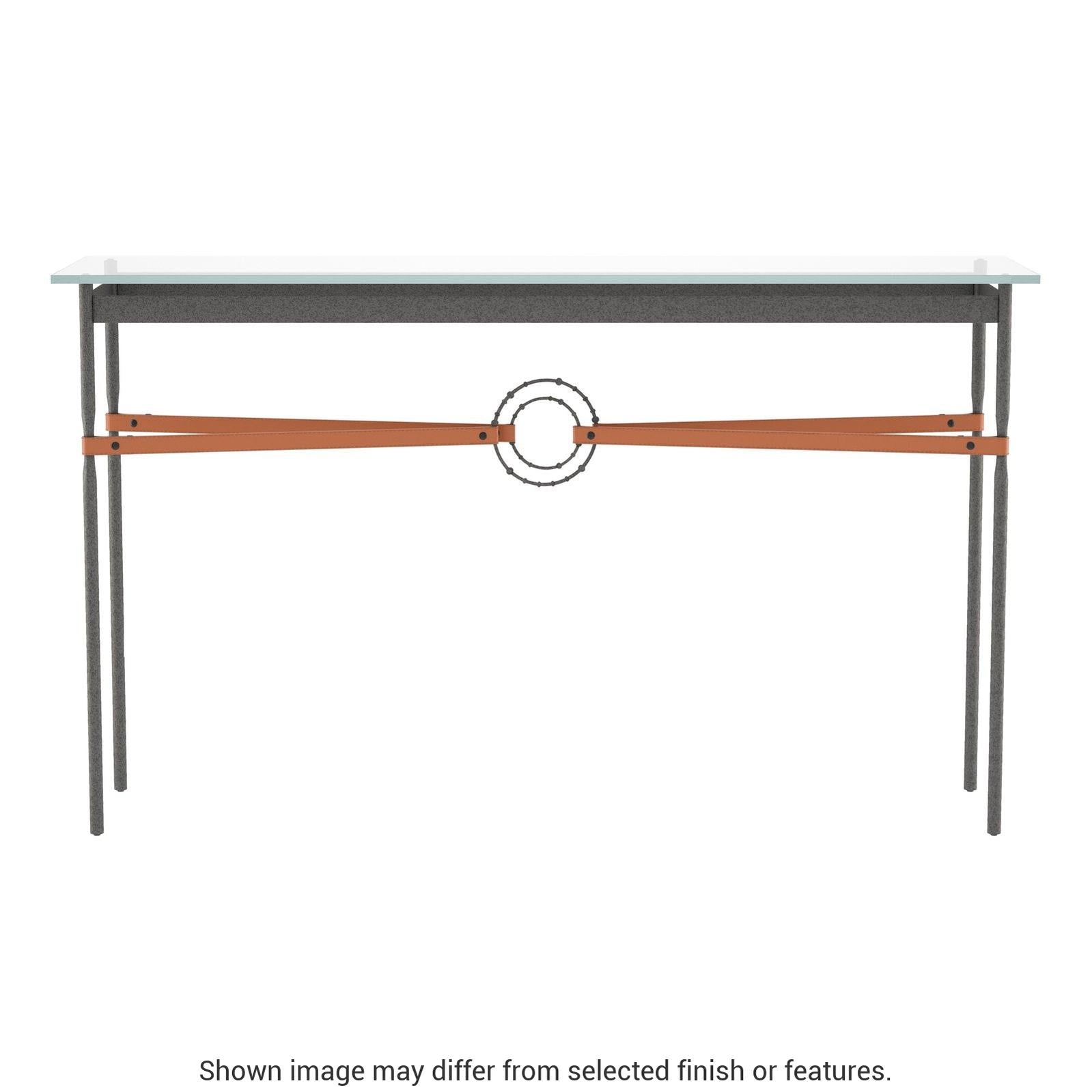 Equus Console Table - Natural Iron - Leather Chestnut Accent by Hubbardton Forge