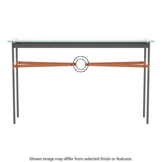Equus Console Table - Natural Iron - Leather Chestnut Accent by Hubbardton Forge