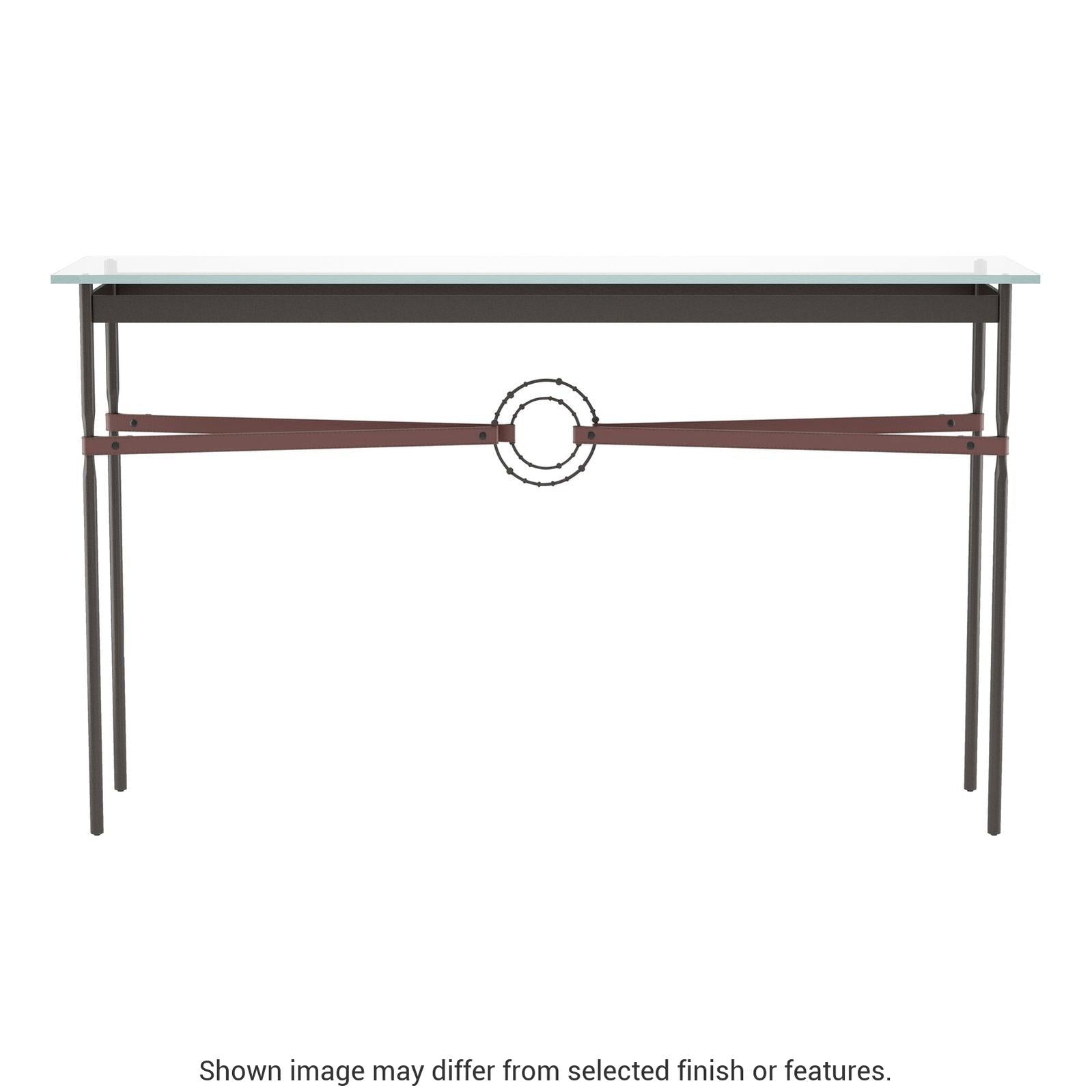 Equus Console Table - Oil Rubbed Bronze - Leather British Brown Accent by Hubbardton Forge