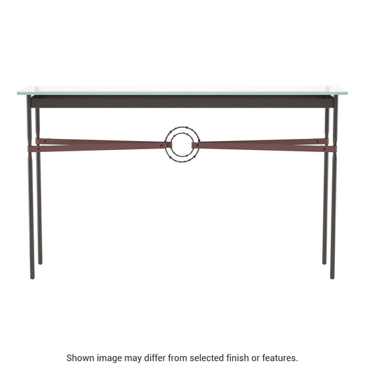 Equus Console Table - Oil Rubbed Bronze - Leather British Brown Accent by Hubbardton Forge