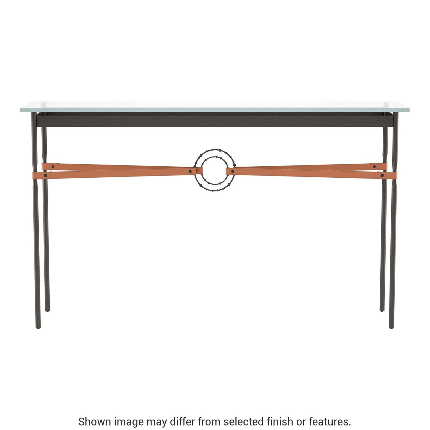 Equus Console Table - Oil Rubbed Bronze - Leather Chestnut Accent by Hubbardton Forge