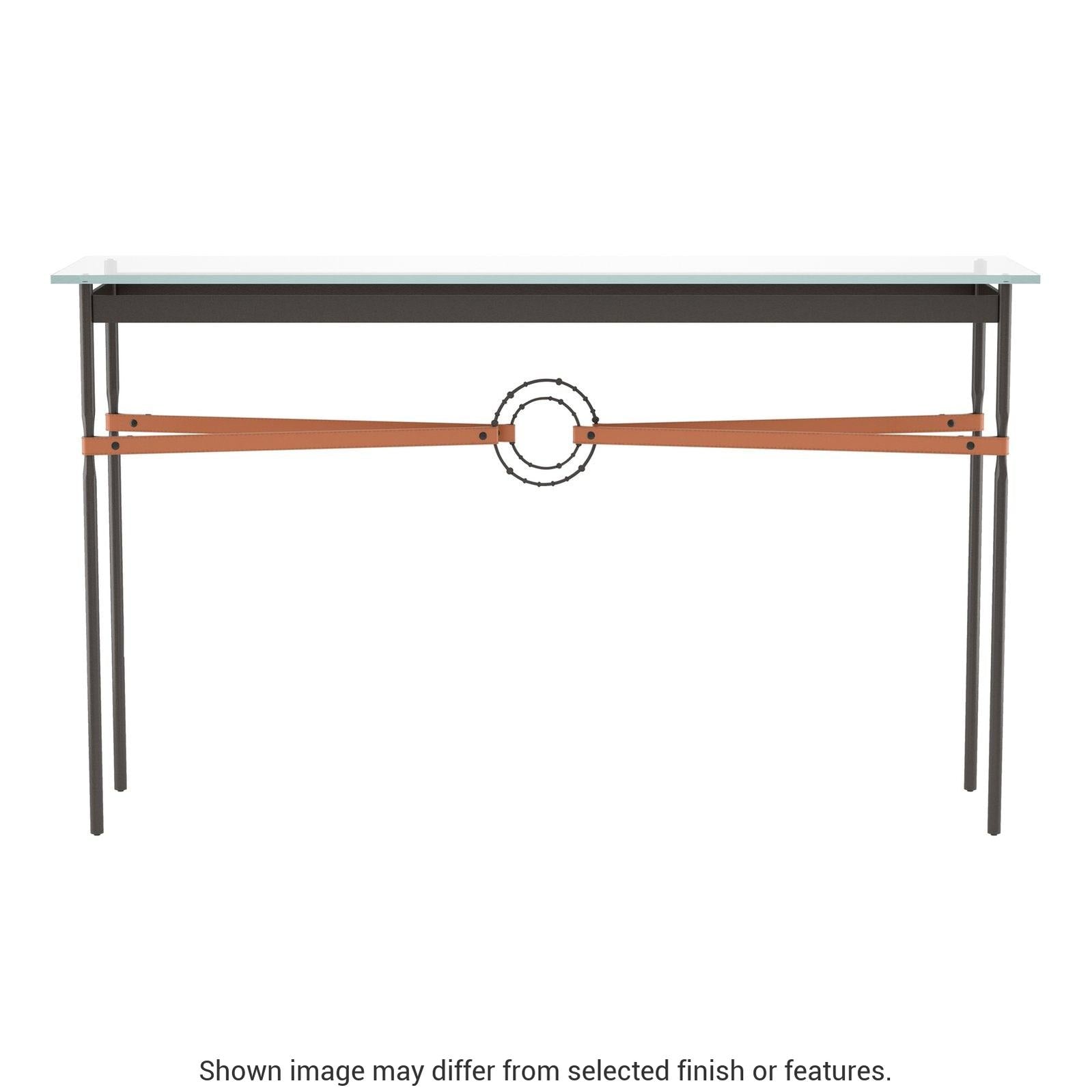 Equus Console Table - Oil Rubbed Bronze - Leather Chestnut Accent by Hubbardton Forge