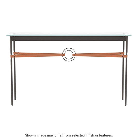 Equus Console Table - Oil Rubbed Bronze - Leather Chestnut Accent by Hubbardton Forge