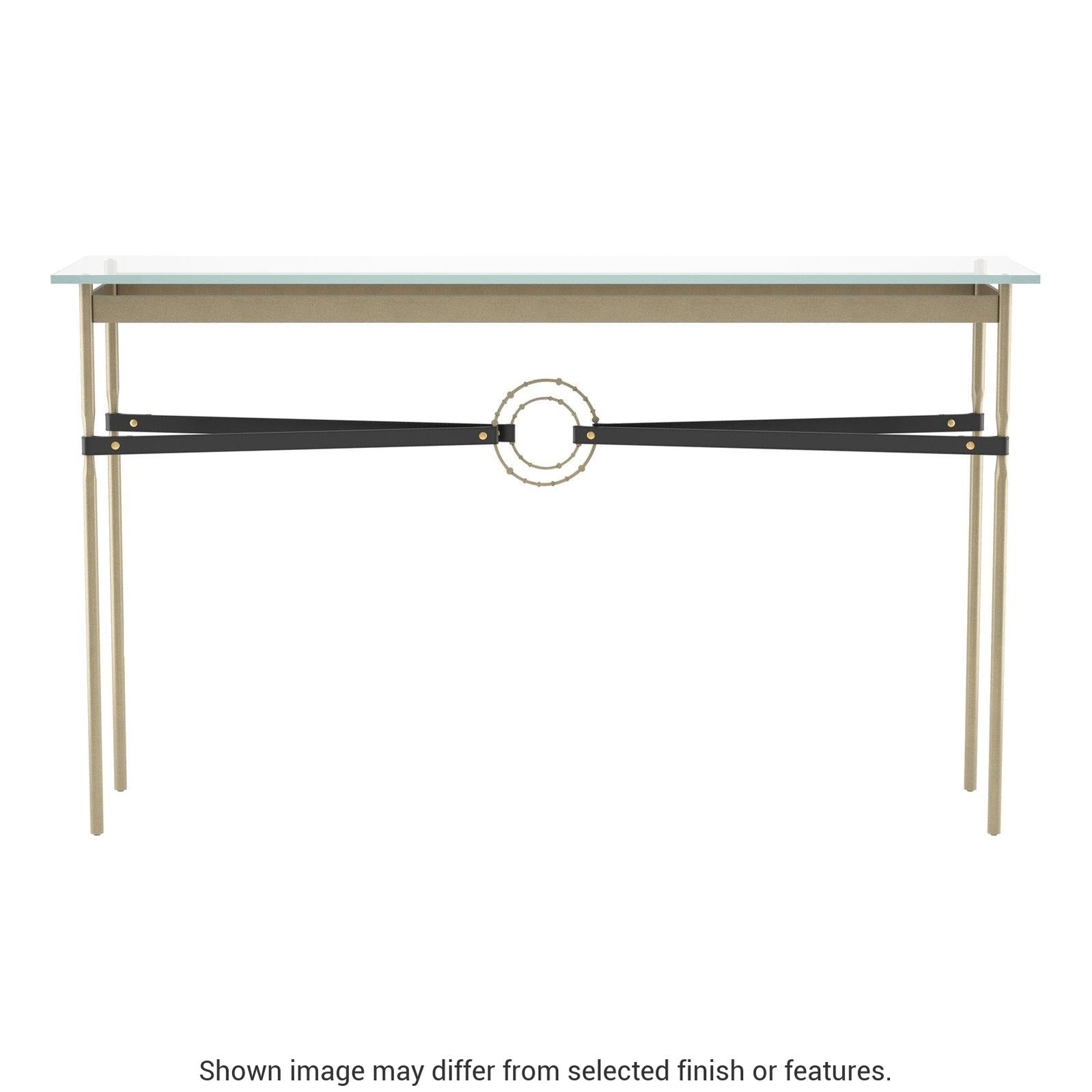 Equus Console Table - Soft Gold - Leather Black Accent by Hubbardton Forge