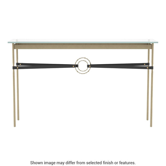 Equus Console Table - Soft Gold - Leather Black Accent by Hubbardton Forge
