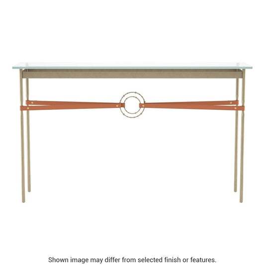 Equus Console Table - Soft Gold - Leather Chestnut Accent by Hubbardton Forge