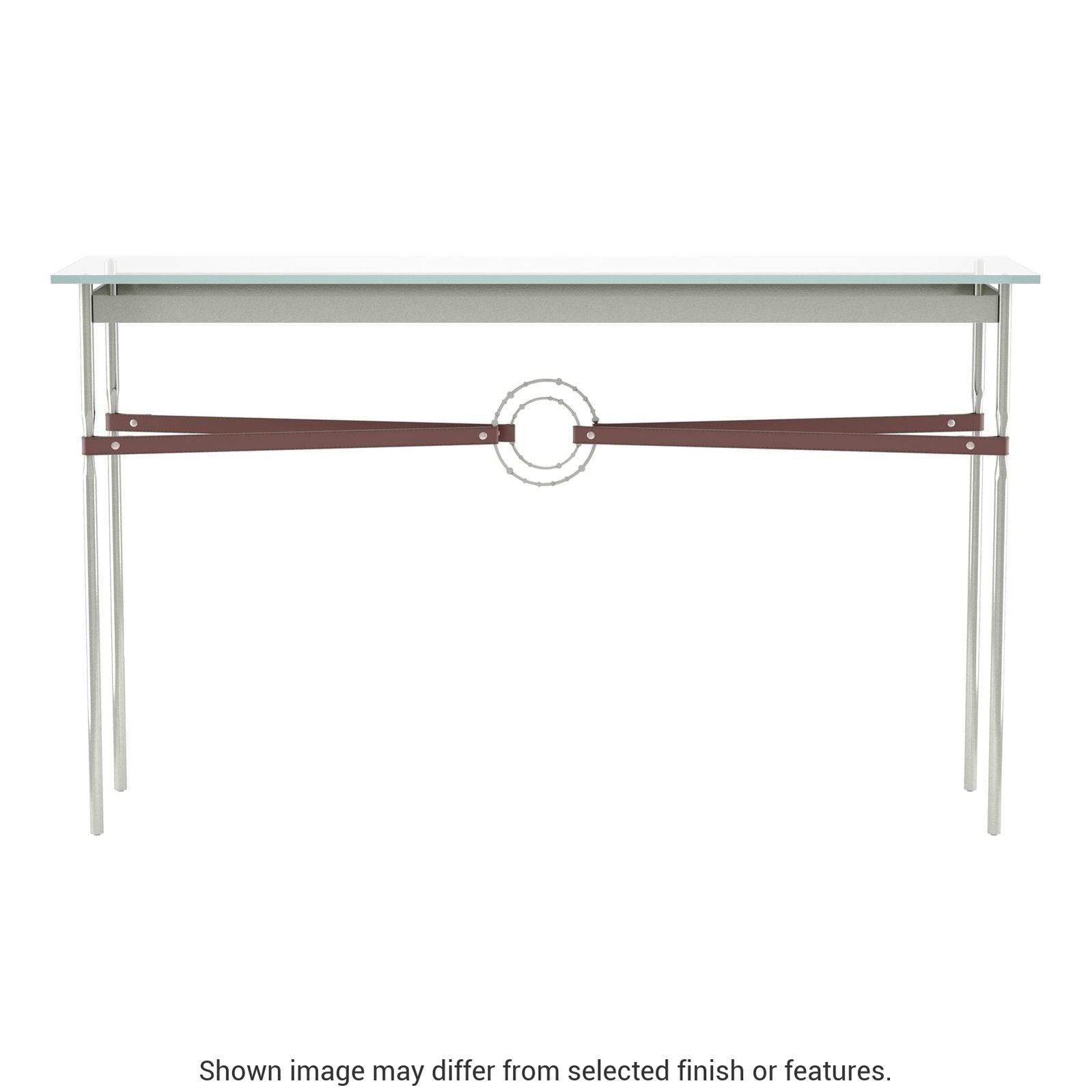 Equus Console Table - Sterling - Leather British Brown Accent by Hubbardton Forge