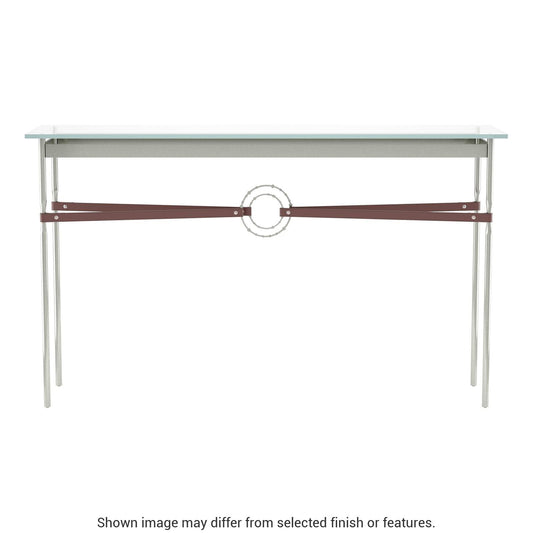 Equus Console Table - Sterling - Leather British Brown Accent by Hubbardton Forge