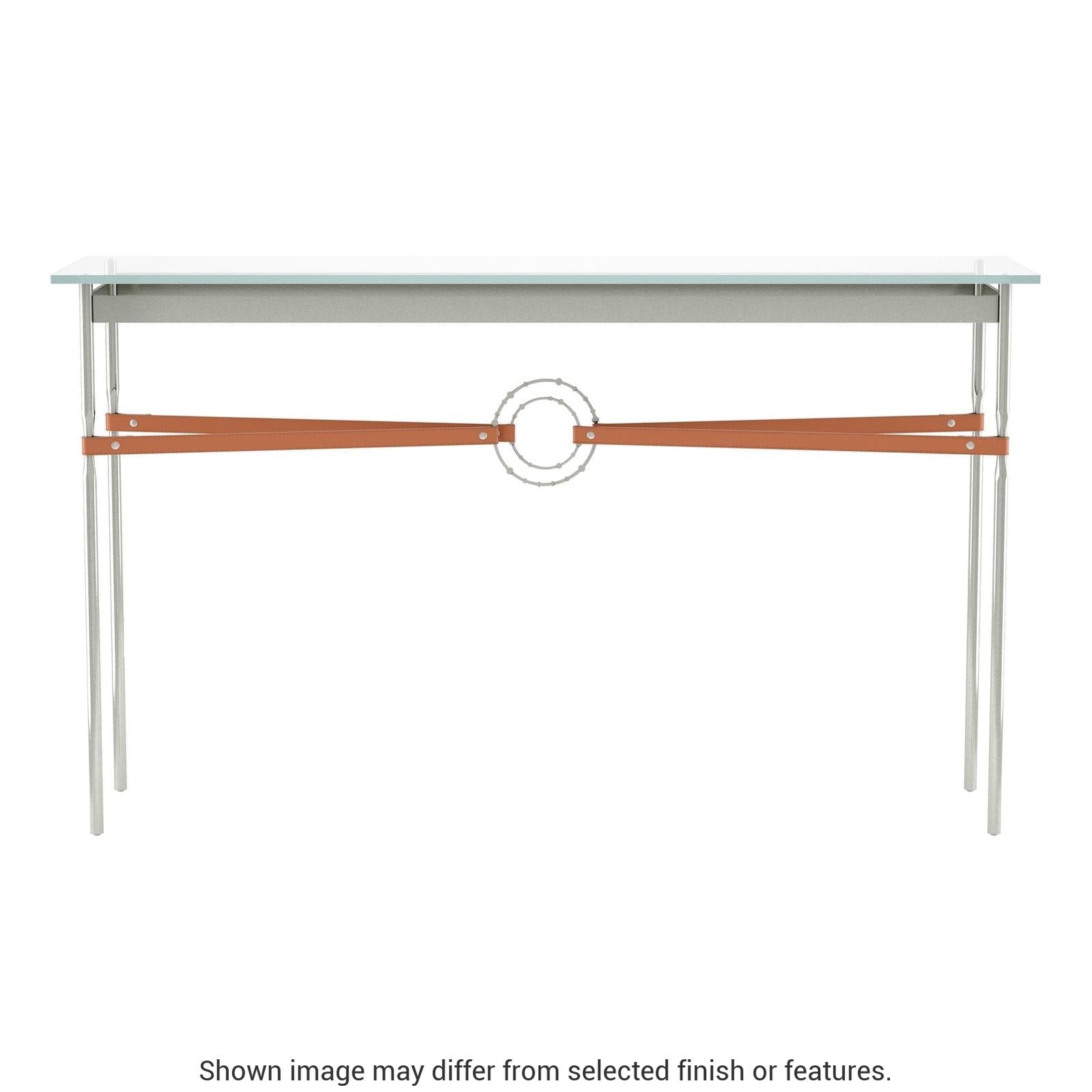 Equus Console Table - Sterling - Leather Chestnut Accent by Hubbardton Forge