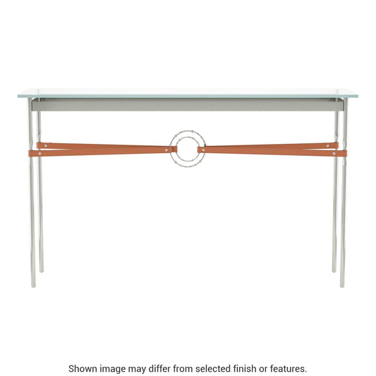 Equus Console Table - Sterling - Leather Chestnut Accent by Hubbardton Forge