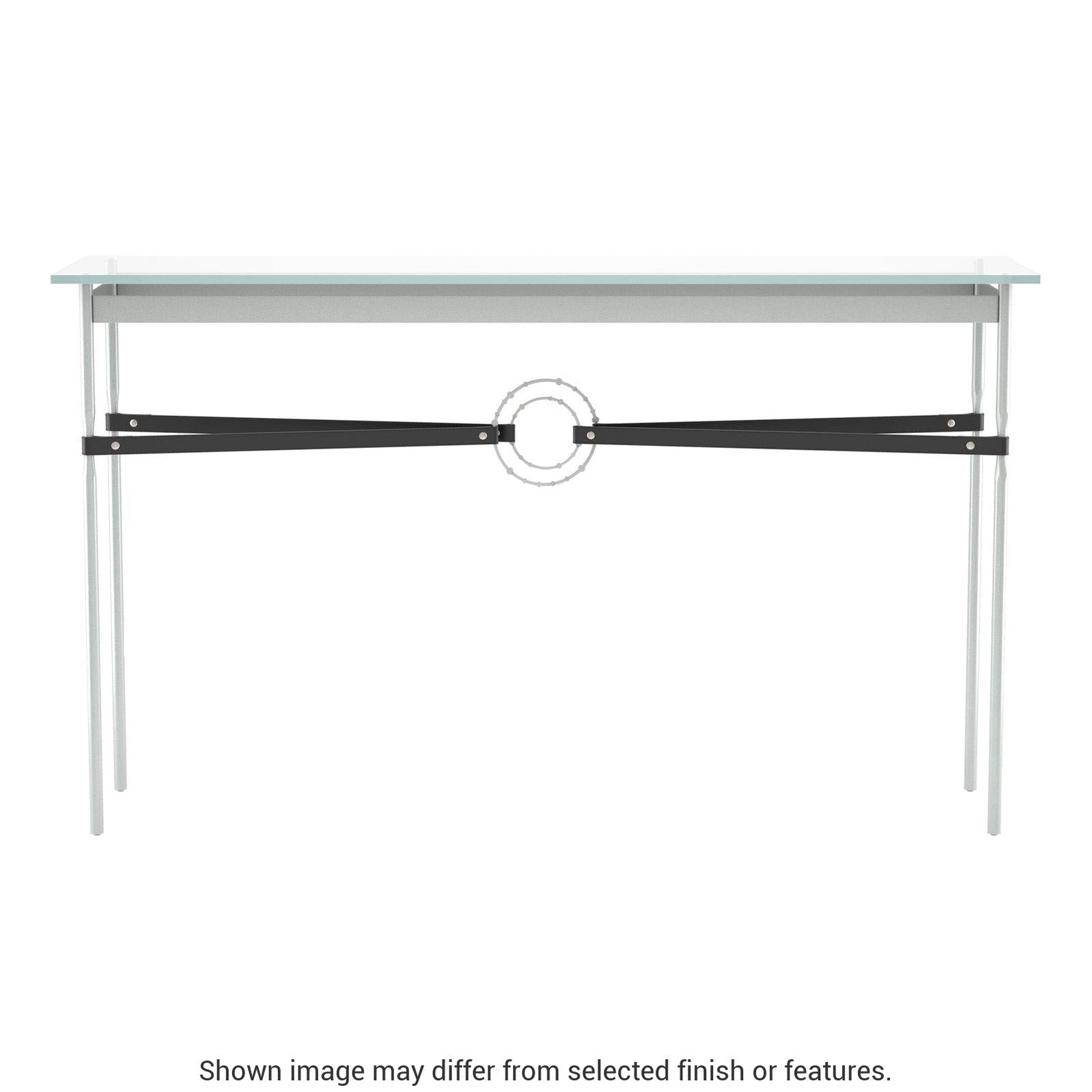 Equus Console Table - Vintage Platinum - Leather Black Accent by Hubbardton Forge