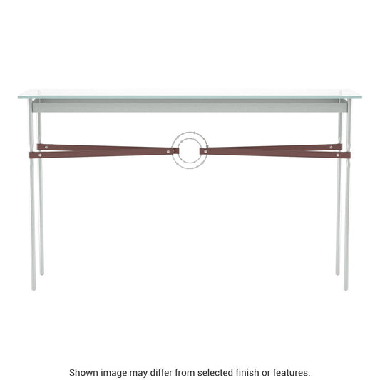 Equus Console Table - Vintage Platinum - Leather British Brown Accent by Hubbardton Forge