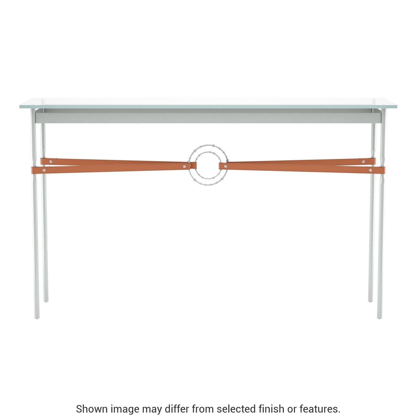 Equus Console Table - Vintage Platinum - Leather Chestnut Accent by Hubbardton Forge