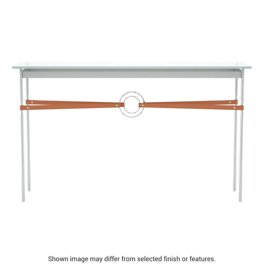 Equus Console Table - Vintage Platinum - Leather Chestnut Accent by Hubbardton Forge