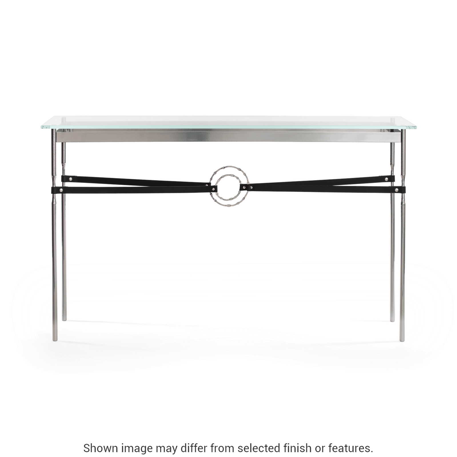 Equus Console Table - White - Leather Chestnut Accent by Hubbardton Forge