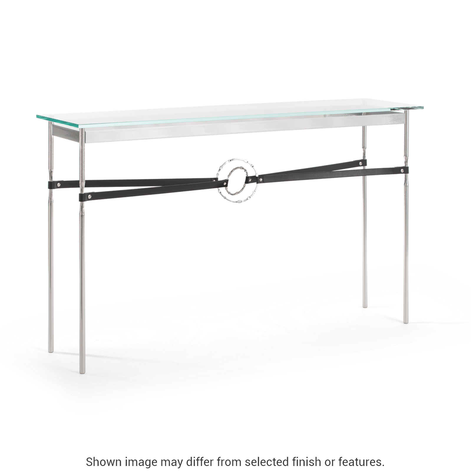 Equus Console Table - White - Leather Chestnut Accent by Hubbardton Forge