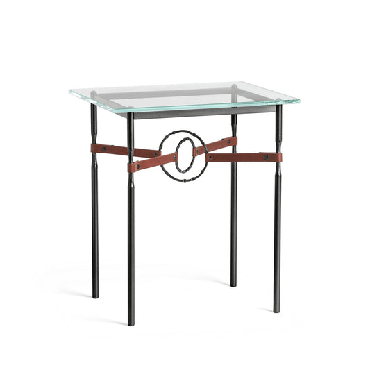 Equus Side Table - Black - Leather British Brown Accent by Hubbardton Forge