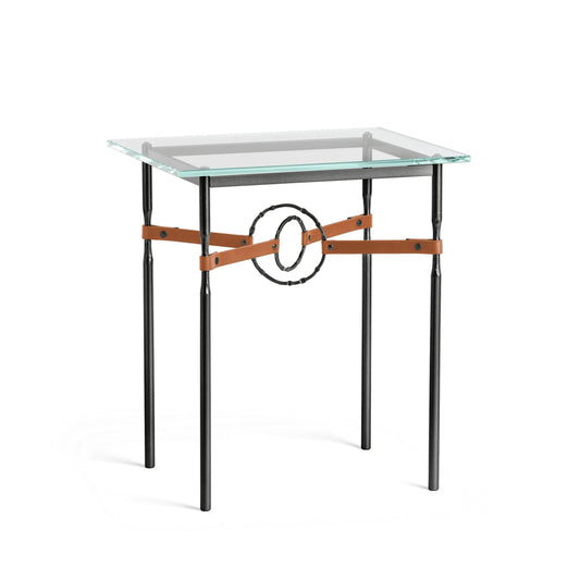 Equus Side Table - Black - Leather Chestnut Accent by Hubbardton Forge