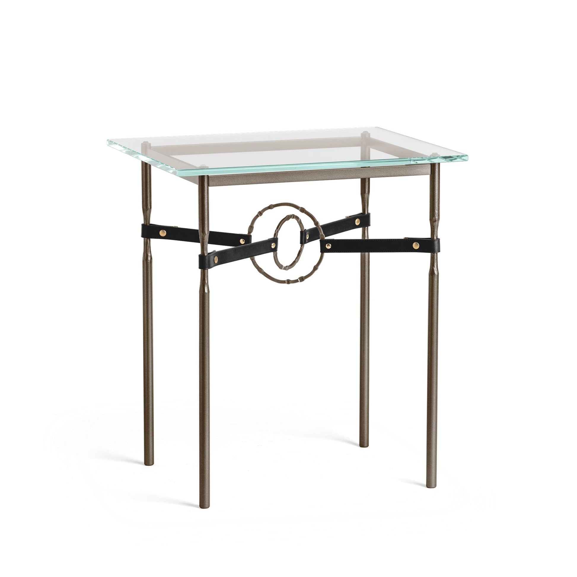 Equus Side Table - Bronze - Leather Black Accent by Hubbardton Forge