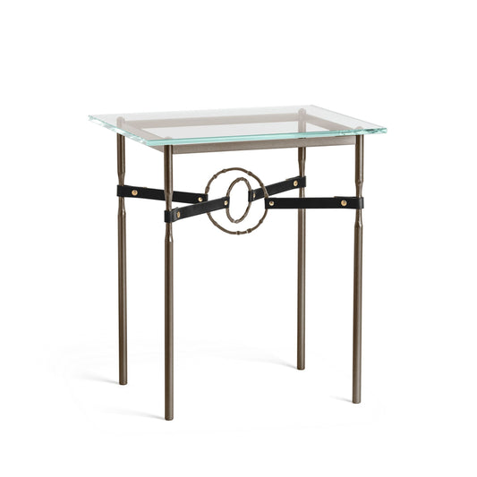 Equus Side Table - Bronze - Leather Black Accent by Hubbardton Forge