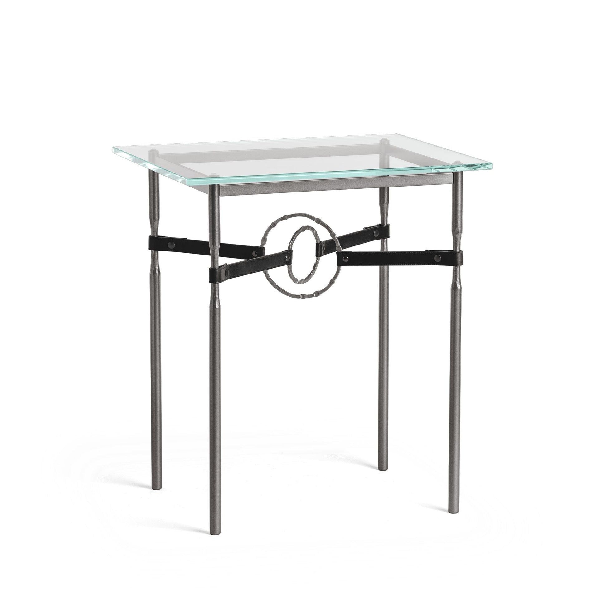 Equus Side Table - Dark Smoke - Leather Black Accent by Hubbardton Forge