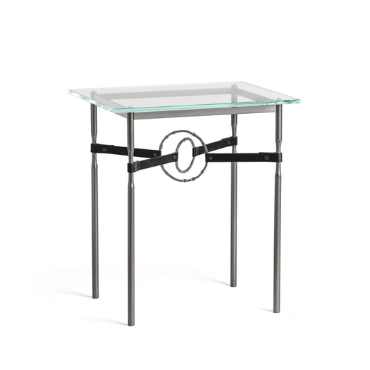 Equus Side Table - Dark Smoke - Leather Black Accent by Hubbardton Forge