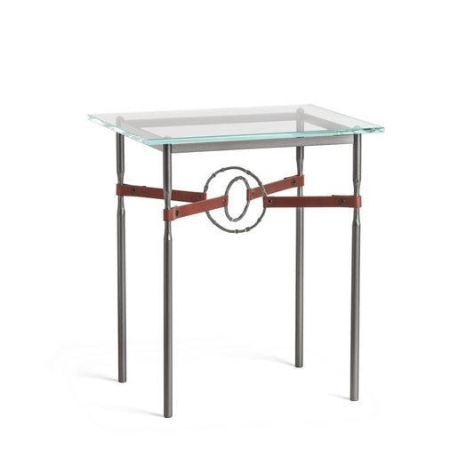 Equus Side Table - Dark Smoke - Leather British Brown Accent by Hubbardton Forge