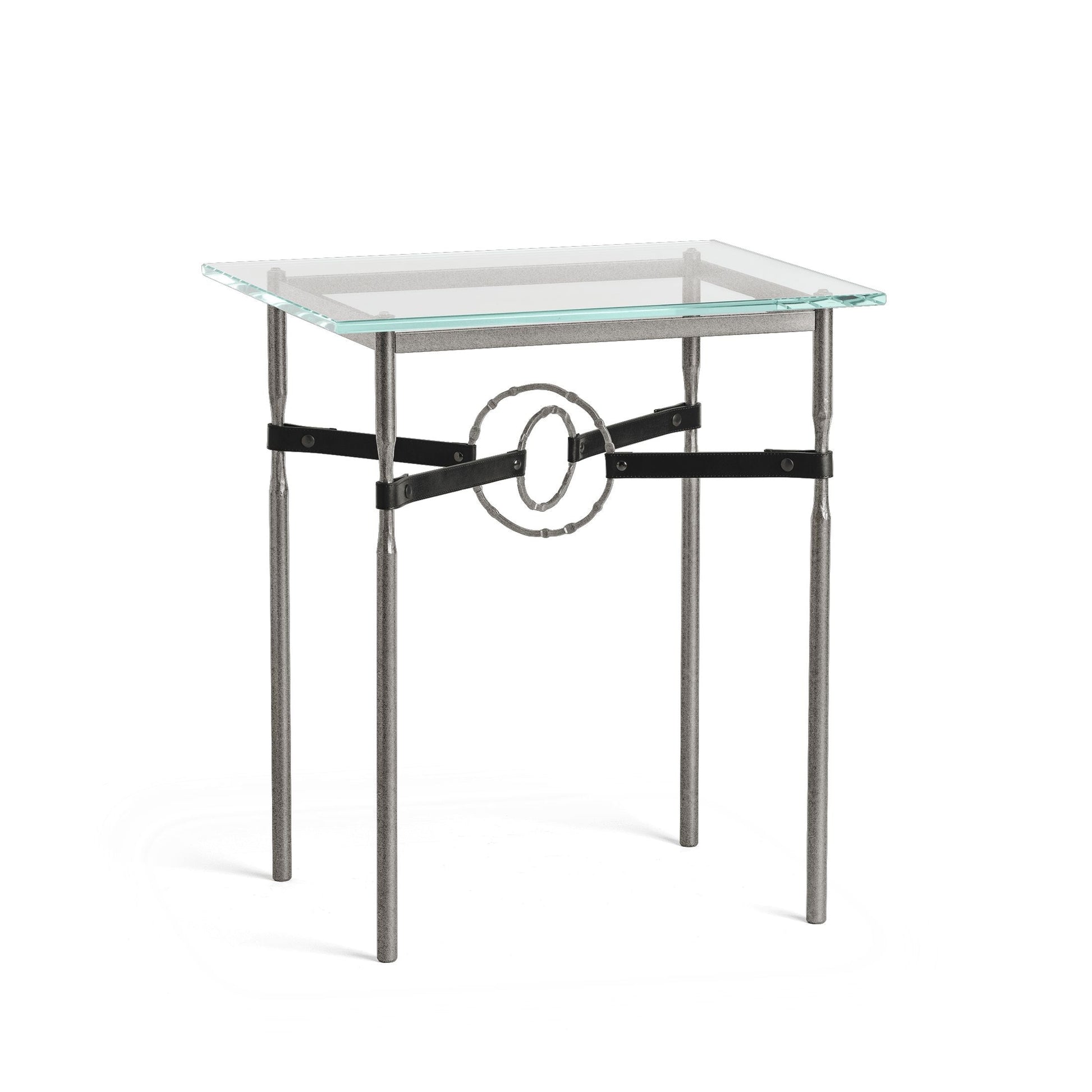 Equus Side Table - Natural Iron - Leather Black Accent by Hubbardton Forge