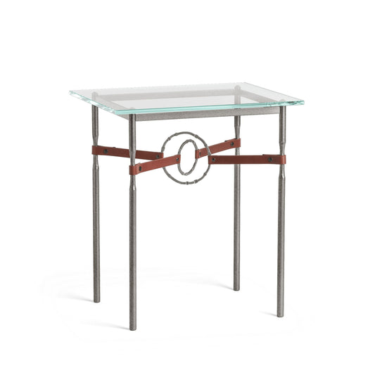 Equus Side Table - Natural Iron - Leather British Brown Accent by Hubbardton Forge