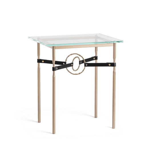 Equus Side Table - Soft Gold - Leather Black Accent by Hubbardton Forge