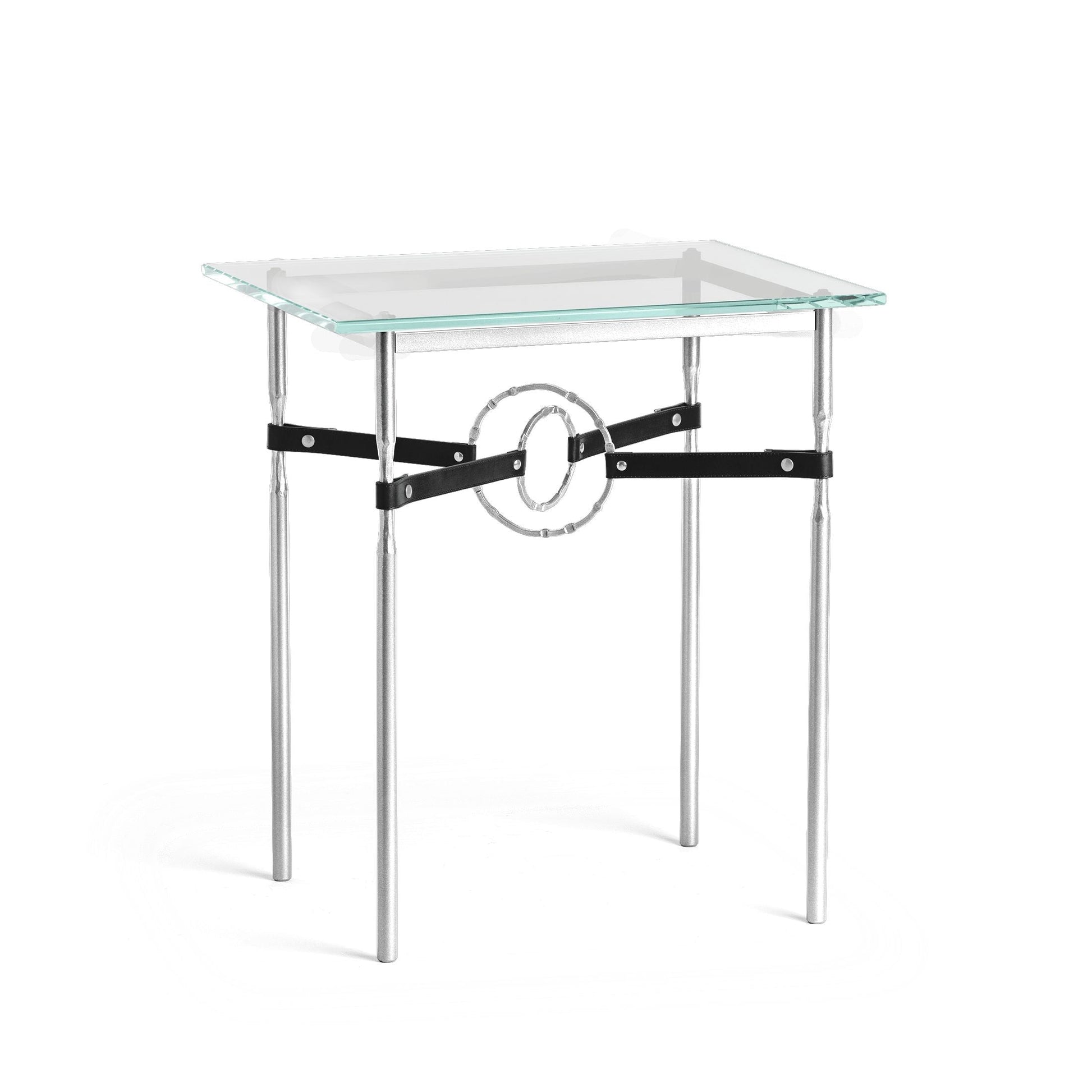 Equus Side Table - Sterling - Leather Black Accent by Hubbardton Forge