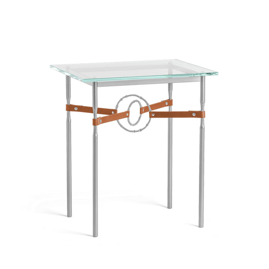 Equus Side Table - Vintage Platinum - Leather Chestnut Accent by Hubbardton Forge