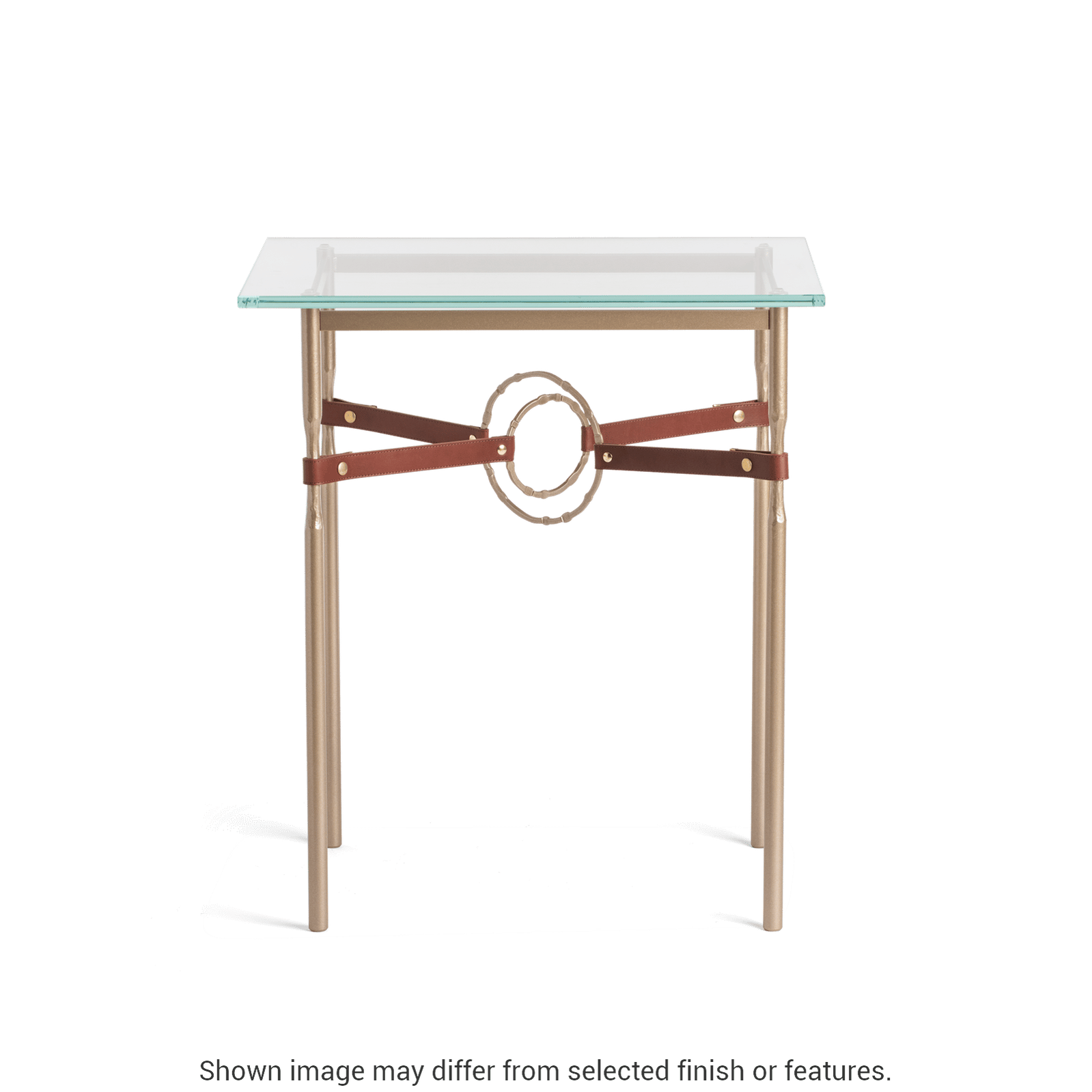 Equus Side Table - White - Leather Chestnut Accent by Hubbardton Forge