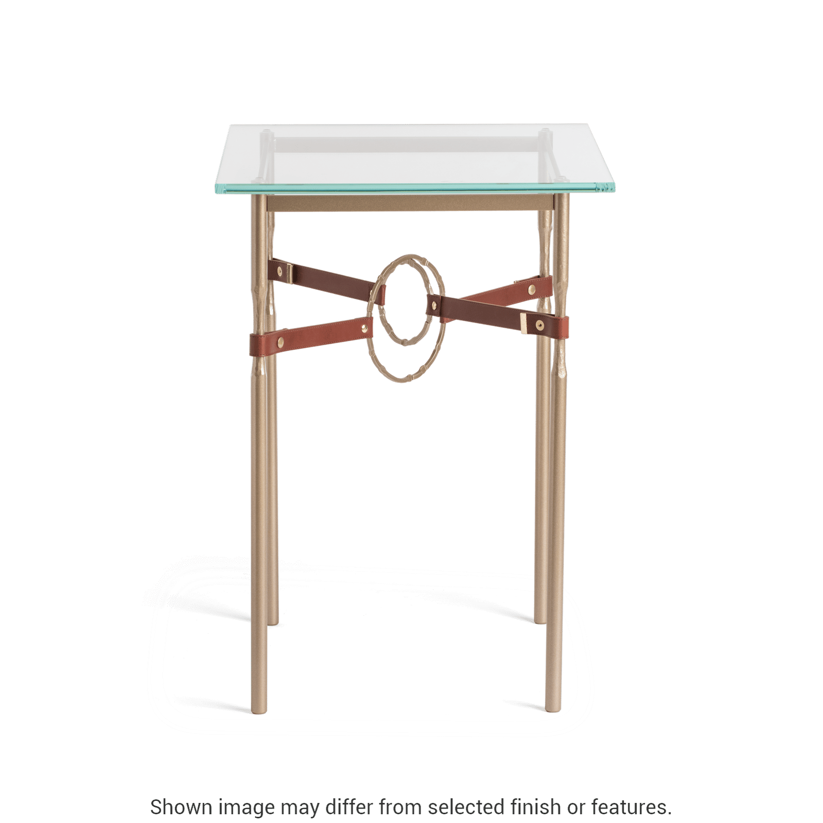 Equus Side Table - White - Leather Chestnut Accent by Hubbardton Forge