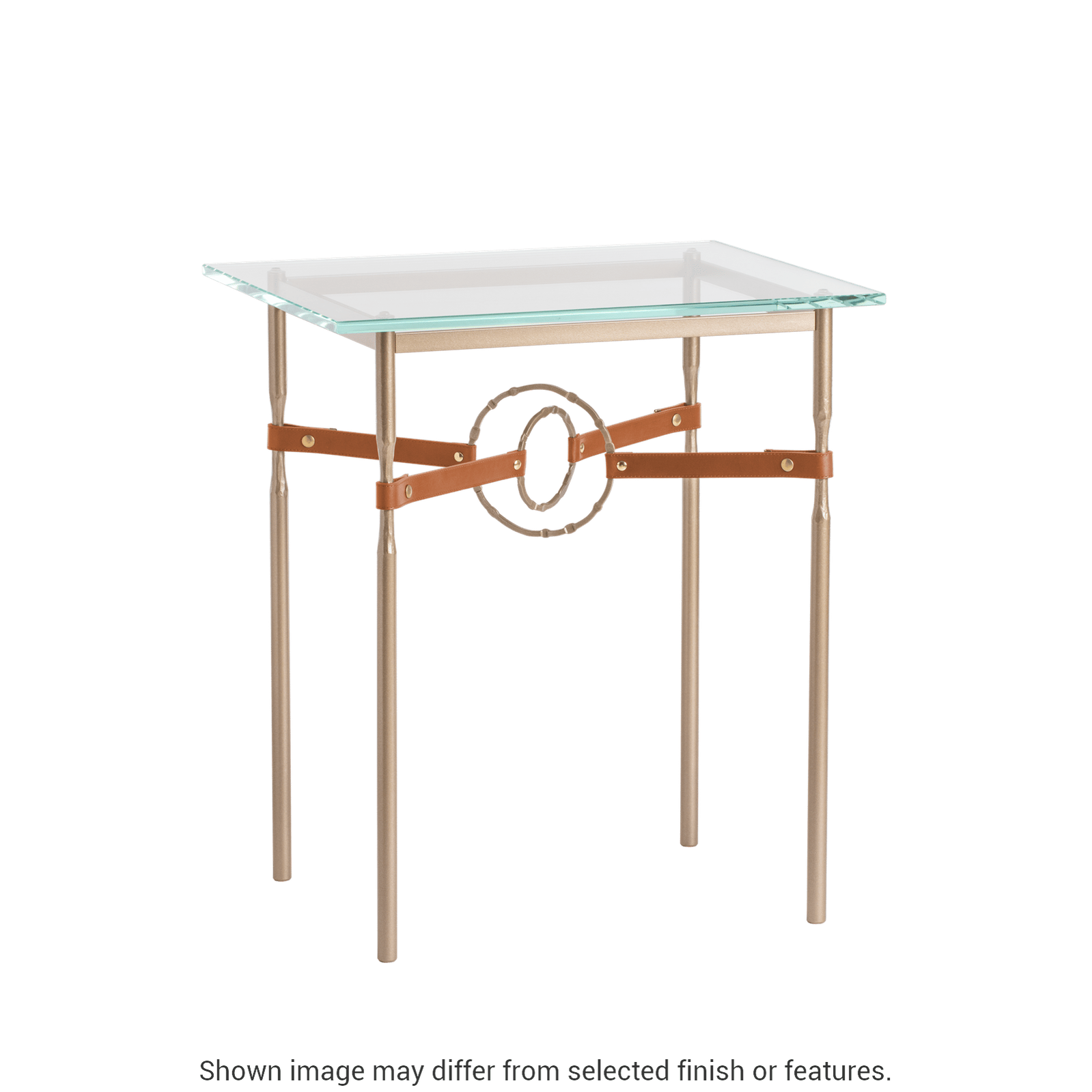 Equus Side Table - White - Leather Chestnut Accent by Hubbardton Forge