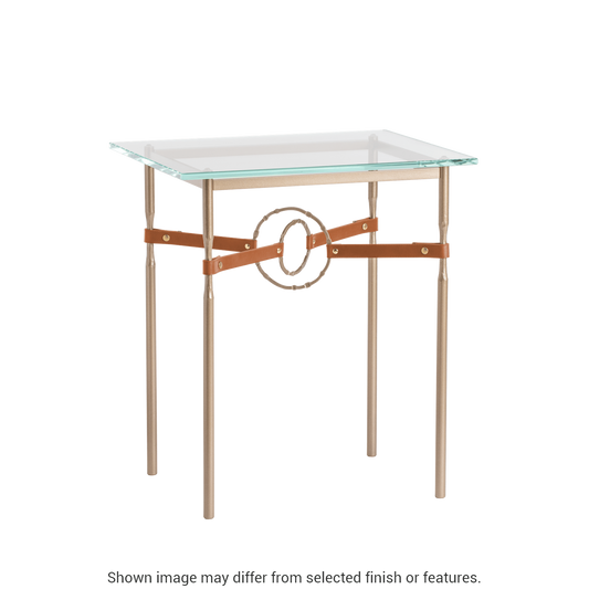 Equus Side Table - White - Leather Chestnut Accent by Hubbardton Forge