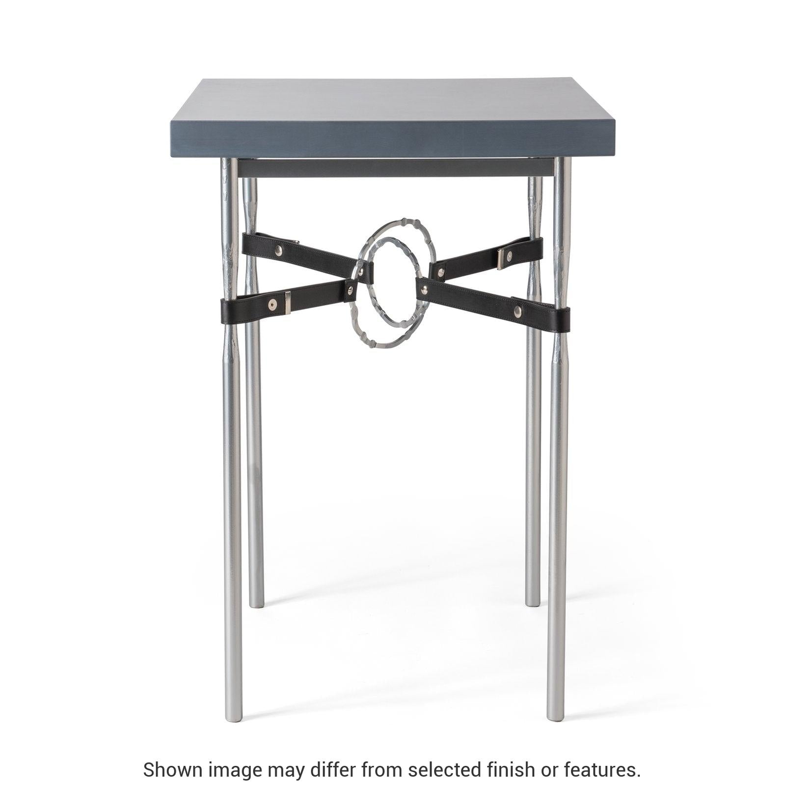 Equus Wood Top Side Table - White - Leather Chestnut Accent - Maple Natural Wood Top Accent by Hubbardton Forge